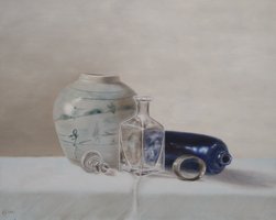 Gemberpot en blauwe kruik (40 x 50 cm) Privé-collectie